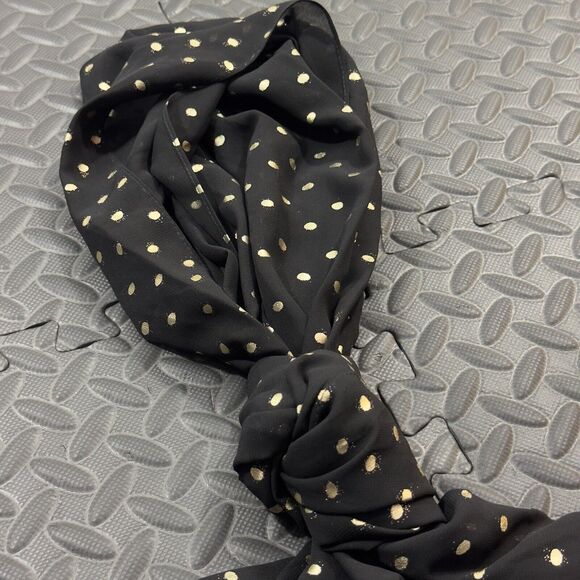 Buckle Womens Foil Polka Dot Scarf Black Gold Chiffon One Size 100% Polyester - Picture 4 of 6